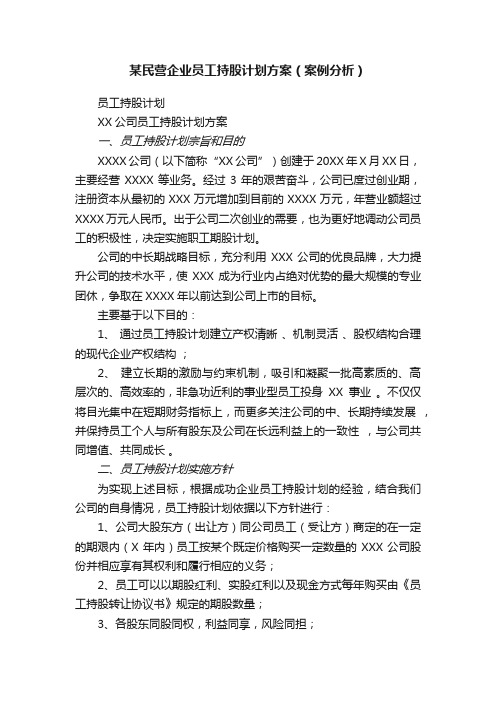 某民营企业员工持股计划方案（案例分析）