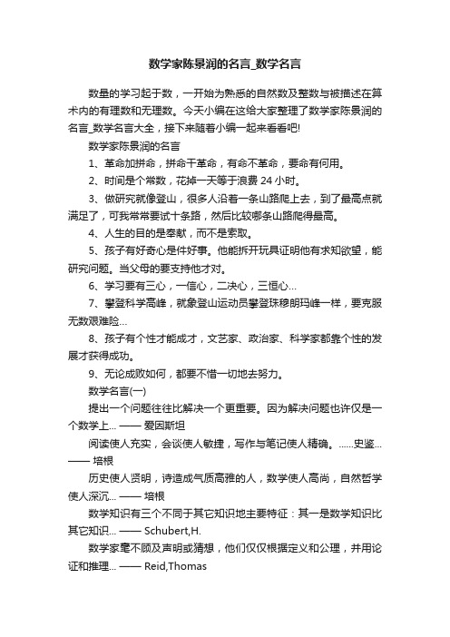 数学家陈景润的名言_数学名言