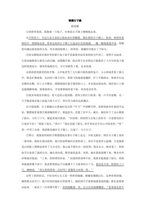 《情满石子路》阅读练习及答案