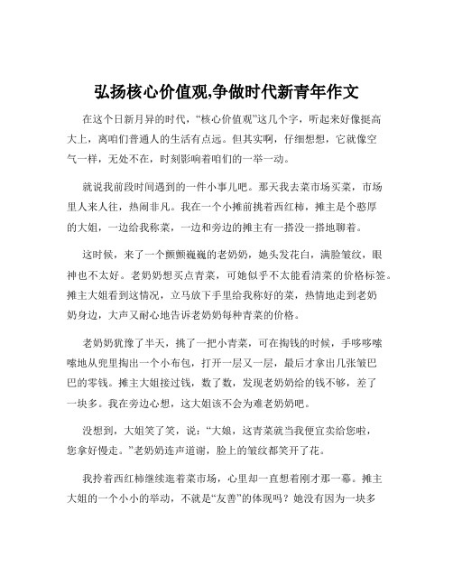 弘扬核心价值观,争做时代新青年作文