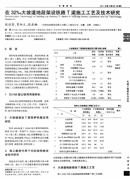 在32‰大坡道地段架设铁路T梁施工工艺及技术研究