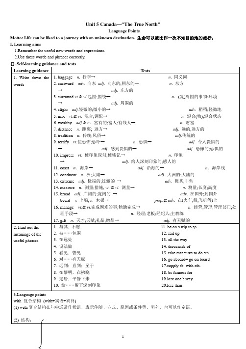 人教版高中英语新课标M3 Unit 5 language points