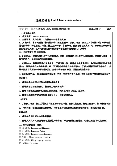 人教版选修必修四Unit2课题Reading and Thinking 教学设计