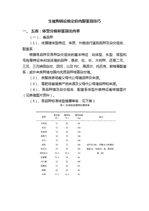 生猪购销论级定价肉眼鉴别技巧