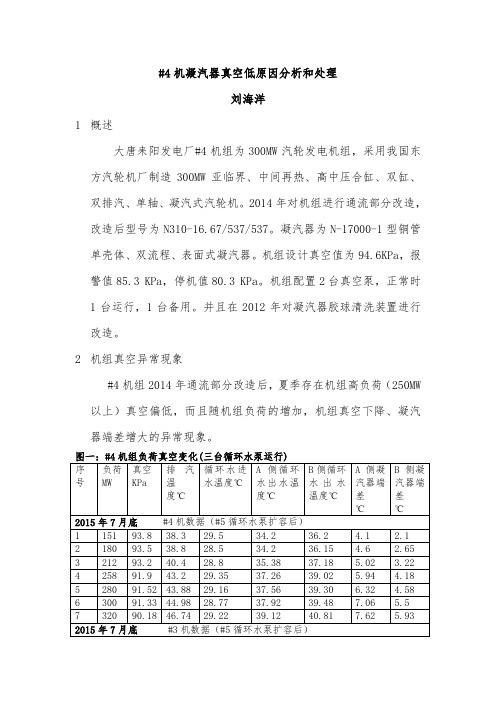 凝汽器真空低原因分析和处理