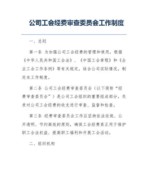 公司工会经费审查委员会工作制度