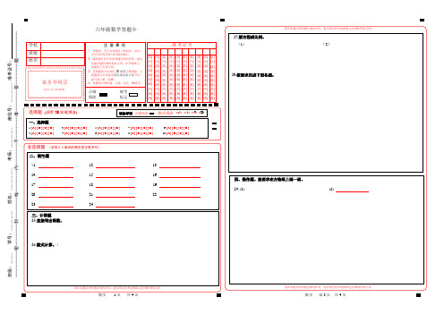 小学六年级数学答题卡通用版w