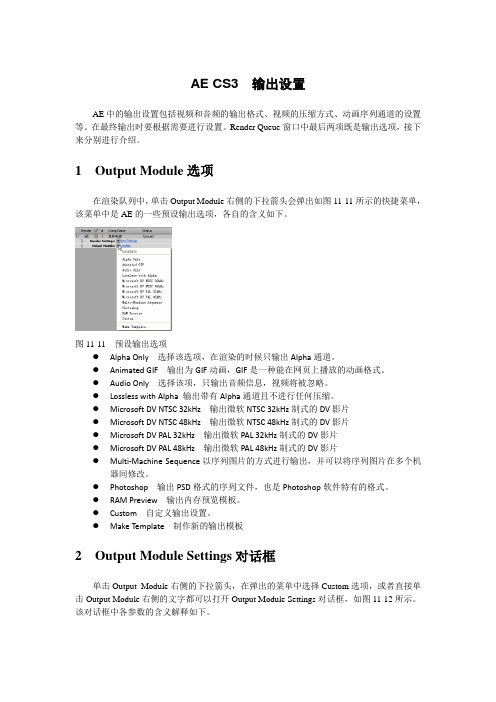 AE CS3  输出设置