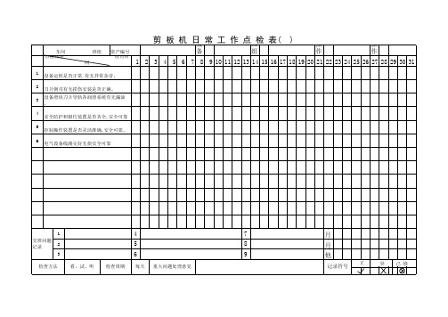 剪板机机日常点检表