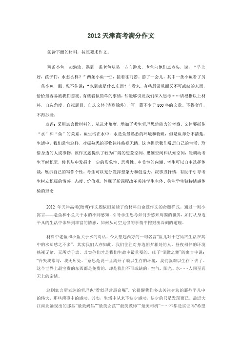 2012天津高考满分作文