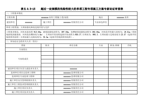 超过一定规模的危险性较大的单项工程专项施工方案专家论证审查表 (模板)