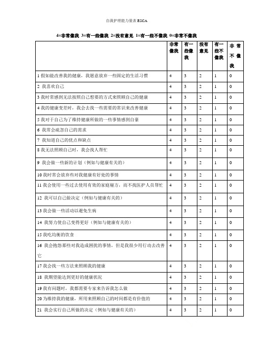 自我护理能力量表ESCA