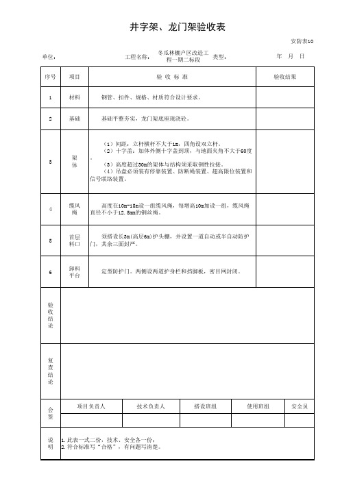 001-011_井字架、龙门架验收表_安防表10