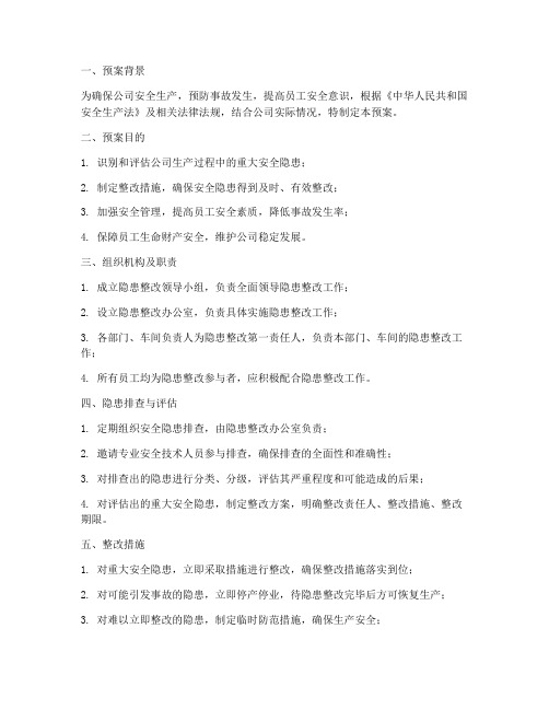 落实重大安全隐患整改预案