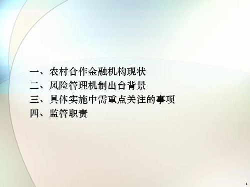 农村中小金融机构风险管理机制建设指引解读