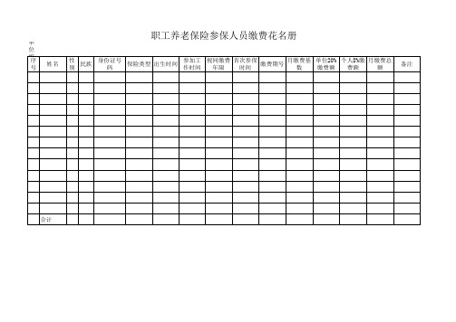 职工养老保险参保人员缴费花名册