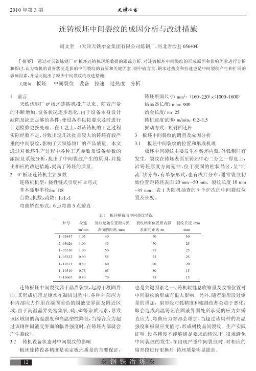 连铸板坯中间裂纹的成因分析与改进措施