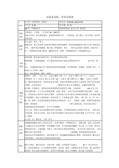 双氧水危险有害识别表