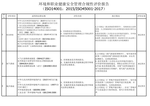 环境(2015版)和职业健康安全(2017版)管理合规性评价报告