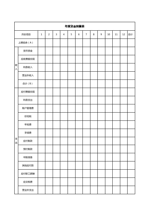 年度资金预算表