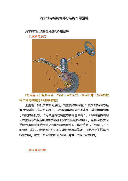 汽车转向系统各部分结构作用图解