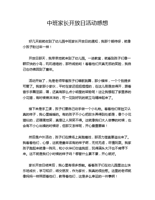 中班家长开放日活动感想