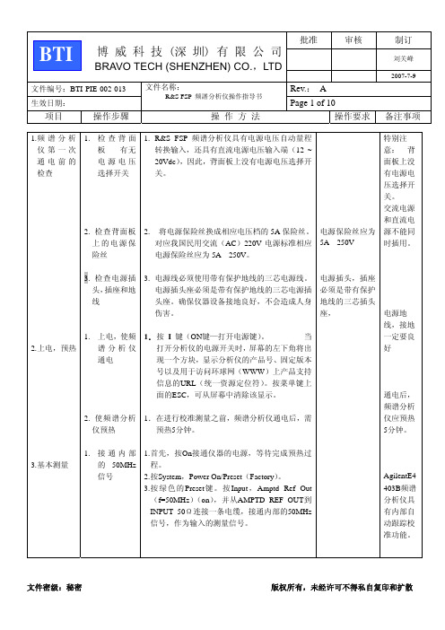 R&S FSP 频谱分析仪操作指导书