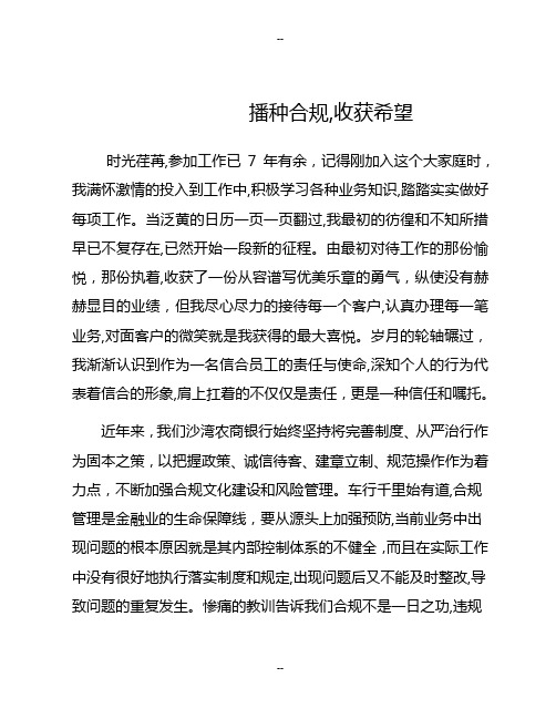 我和合规有个约定征文