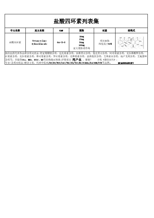 盐酸四环素汇总
