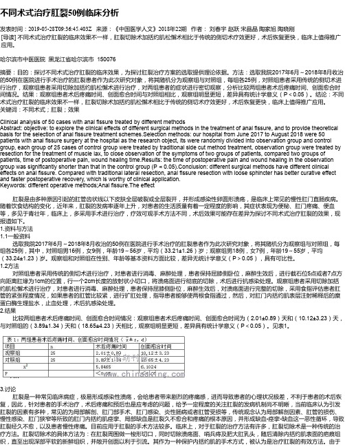 不同术式治疗肛裂50例临床分析