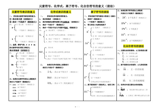 化学符号表示的意义