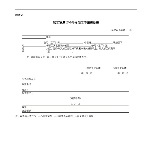 加工贸易货物外发加工申请审批表【模板】