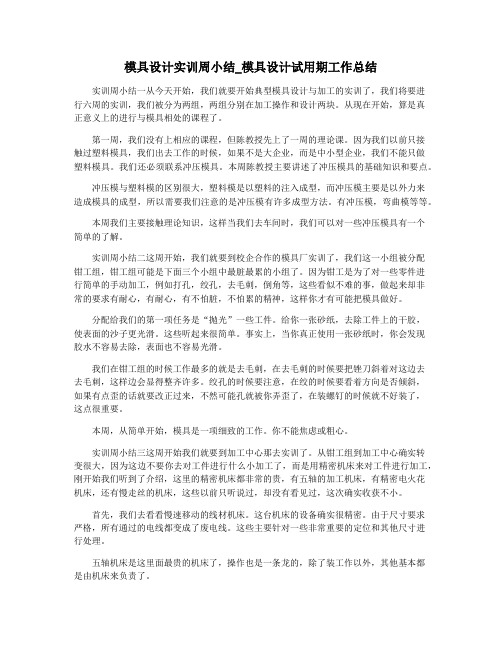 模具设计实训周小结_模具设计试用期工作总结