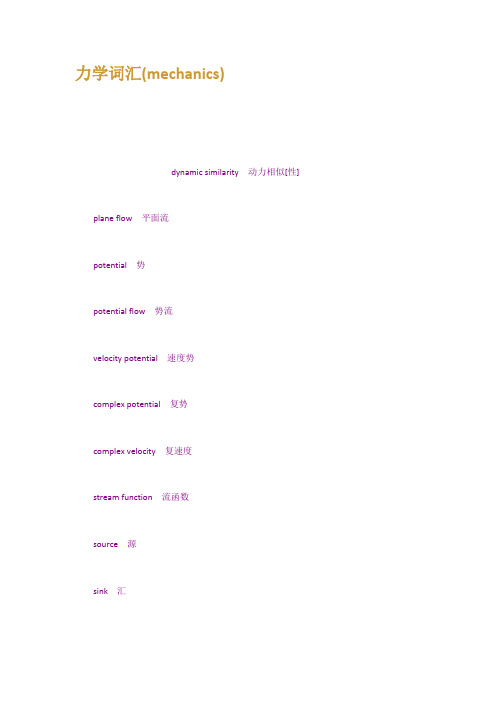 力学词汇mechanics(最新整理)