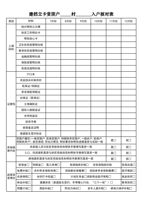 贫困户入户核查表