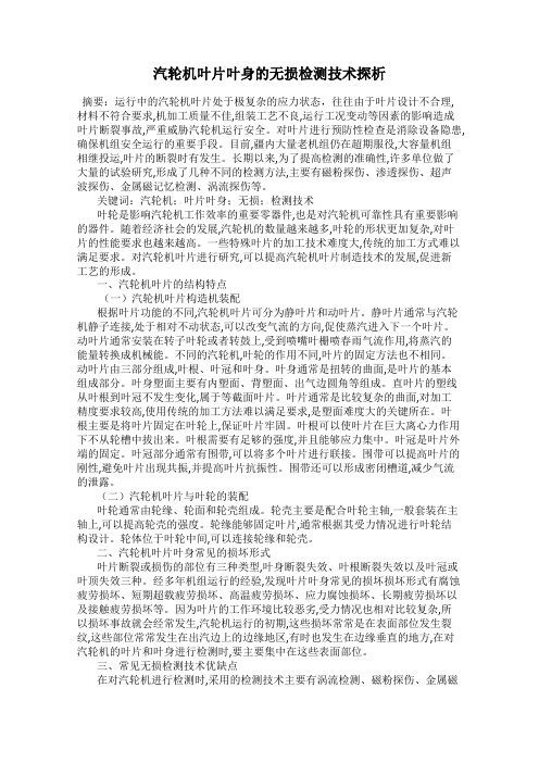 汽轮机叶片叶身的无损检测技术探析