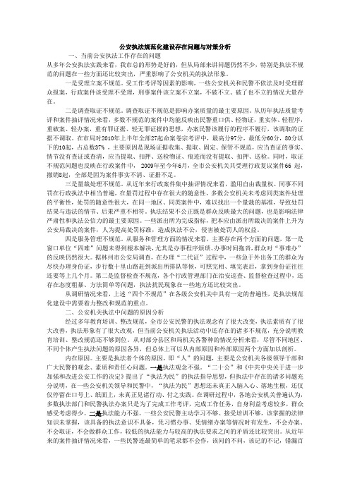 公安执法规范化建设存在问题与对策分析