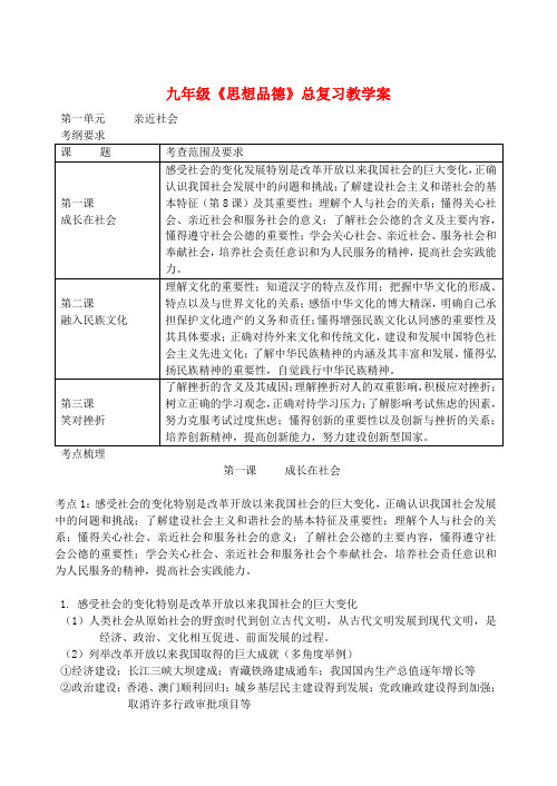 九年级政治全册 第1-11课复习知识点整理 苏教版
