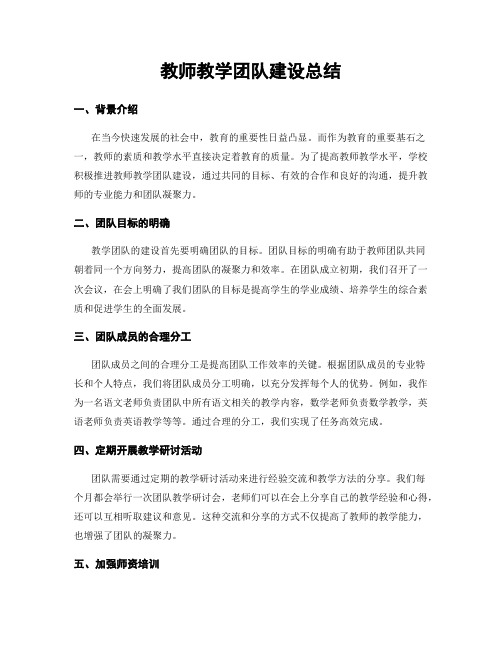 教师教学团队建设总结