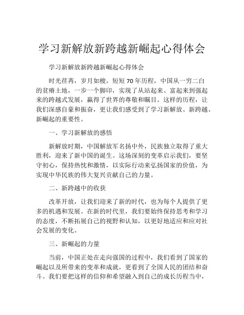 学习新解放新跨越新崛起心得体会