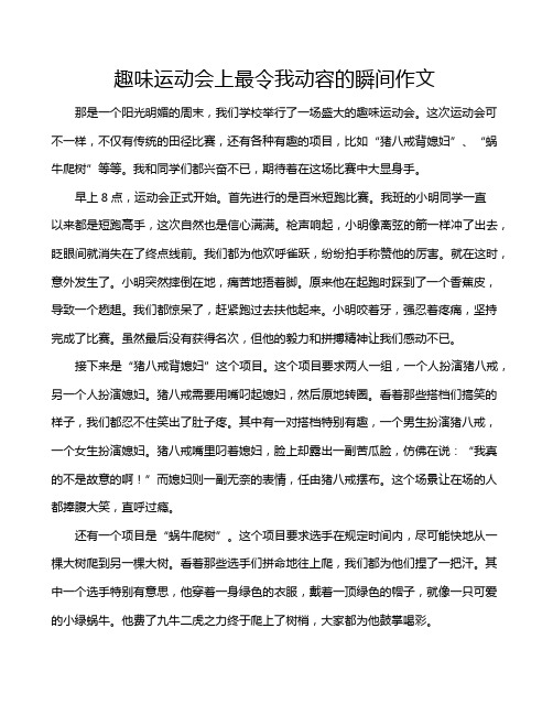 趣味运动会上最令我动容的瞬间作文