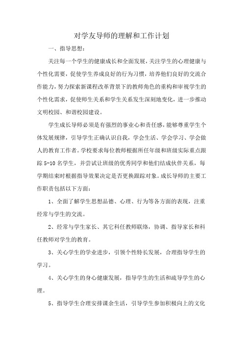 对学友导师的理解和工作计划