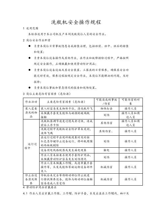 洗瓶机安全操作规程参考模板范本