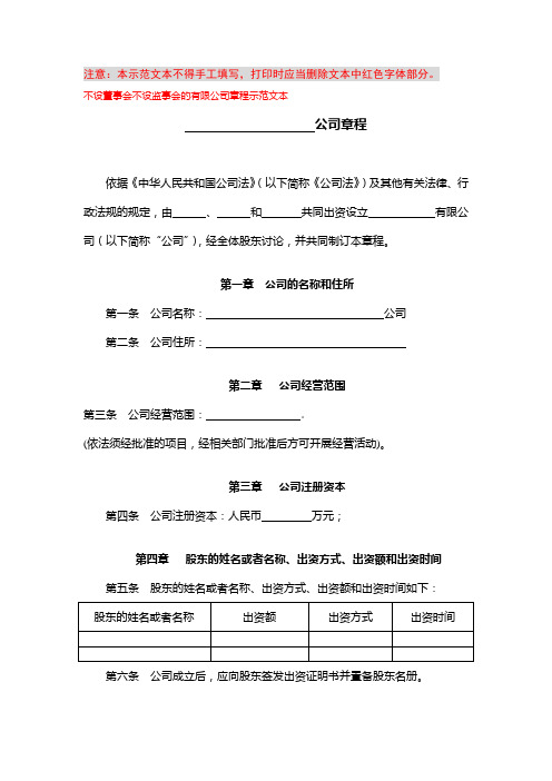 有限公司不设董事会监事会章程