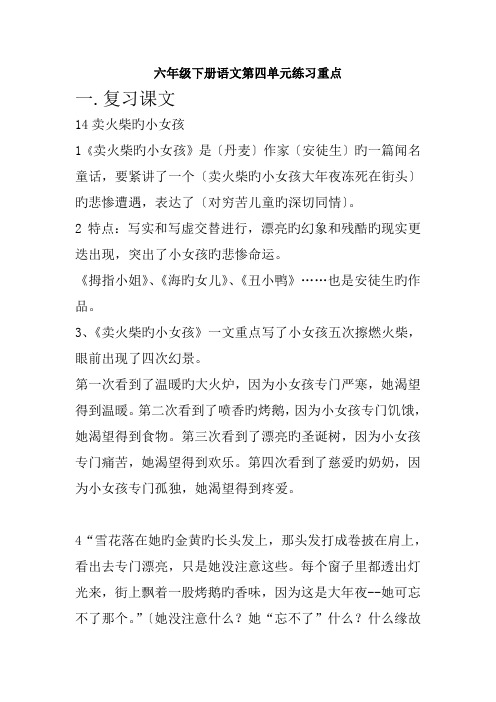 六年级下册语文第四单元练习重点.doc
