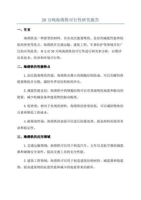 20万吨海绵铁可行性研究报告