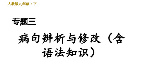 初中九年级语文下册病句辨析与修改含语法知识