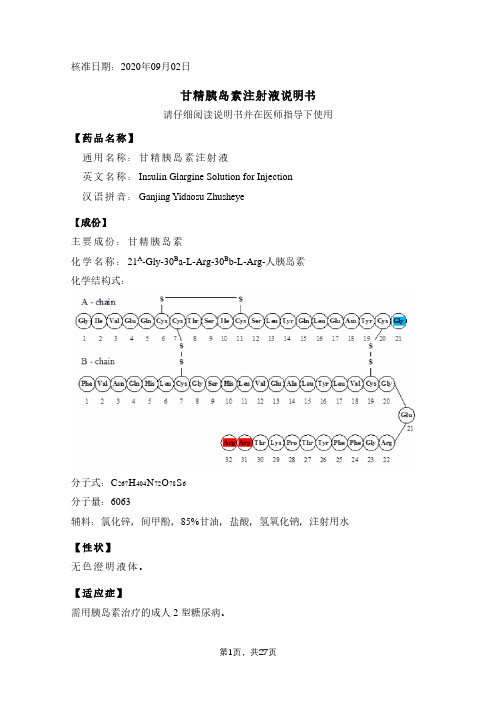 甘精胰岛素注射液说明书