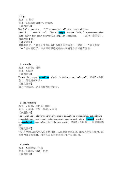 高考英语 熟词生义｜高考真题中最熟悉的“陌生人”