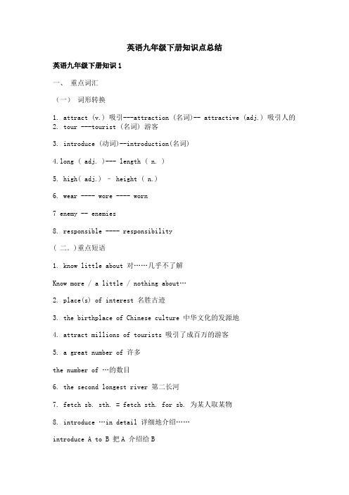 英语九年级下册知识点总结